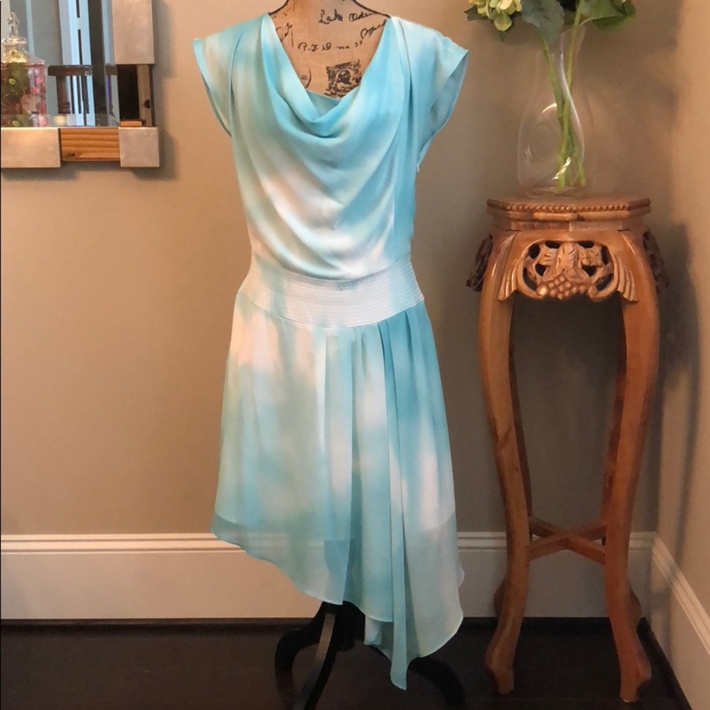 Asymmetrical chiffon ombré cocktail dress